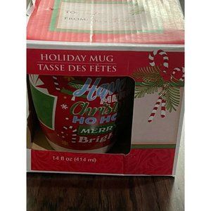 Holiday Mug 14oz Have A Merry Christmas Ho Ho Ho Merry Bright Royal Norfolk PG03